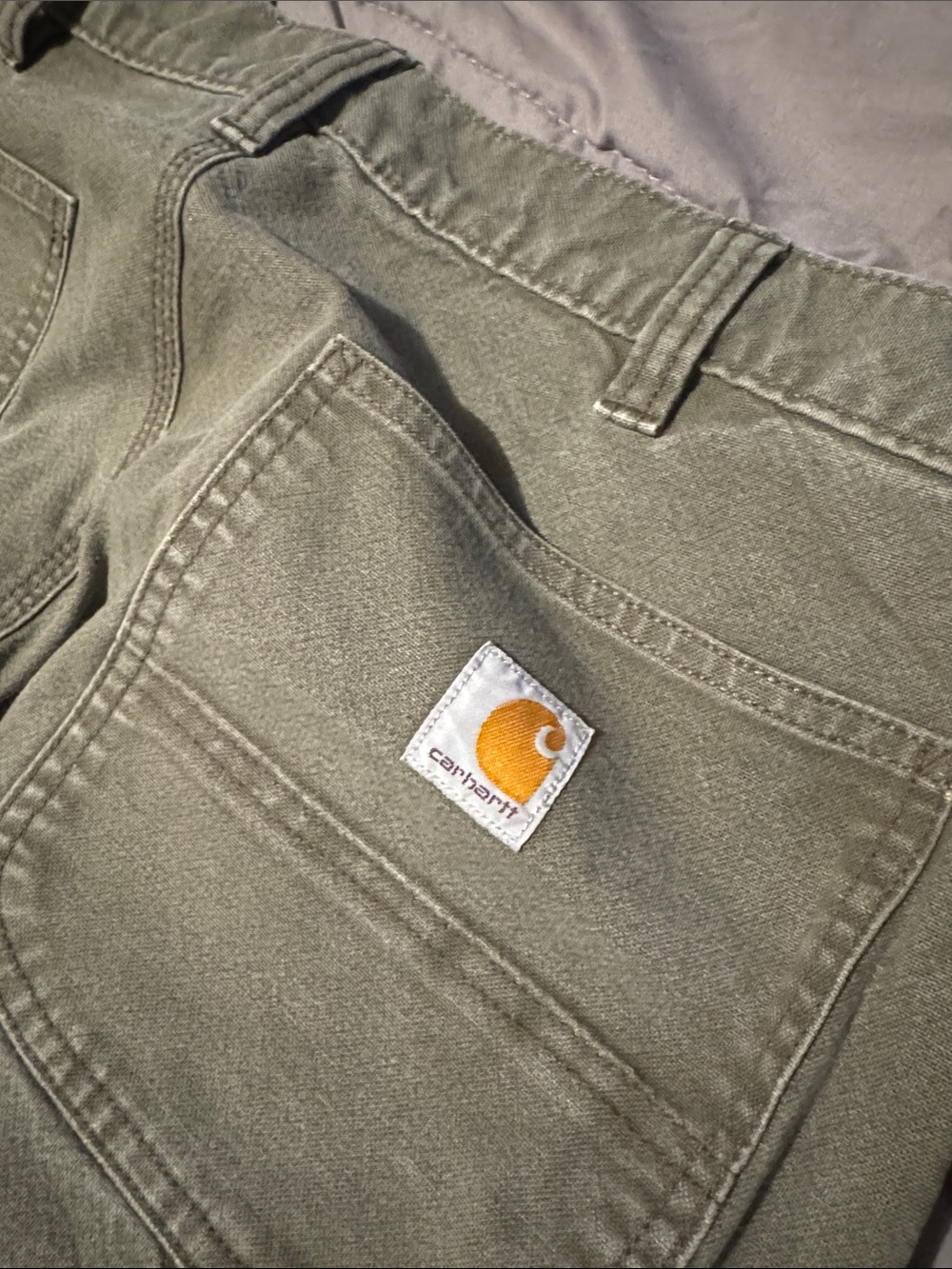 Carhartt Olive Work Cargo Pants - Dark Green
